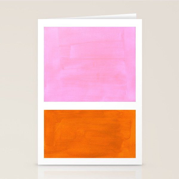 Pastel Neon Pink Yellow Ochre Mid Century Modern Abstract Minimalist Rothko Color Field Squares Stationery Card Gallery Image 2