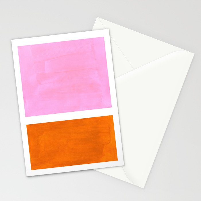 Pastel Neon Pink Yellow Ochre Mid Century Modern Abstract Minimalist Rothko Color Field Squares Stationery Card Gallery Image 2