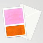 Pastel Neon Pink Yellow Ochre Mid Century Modern Abstract Minimalist Rothko Color Field Squares Stationery Card Gallery Image 2