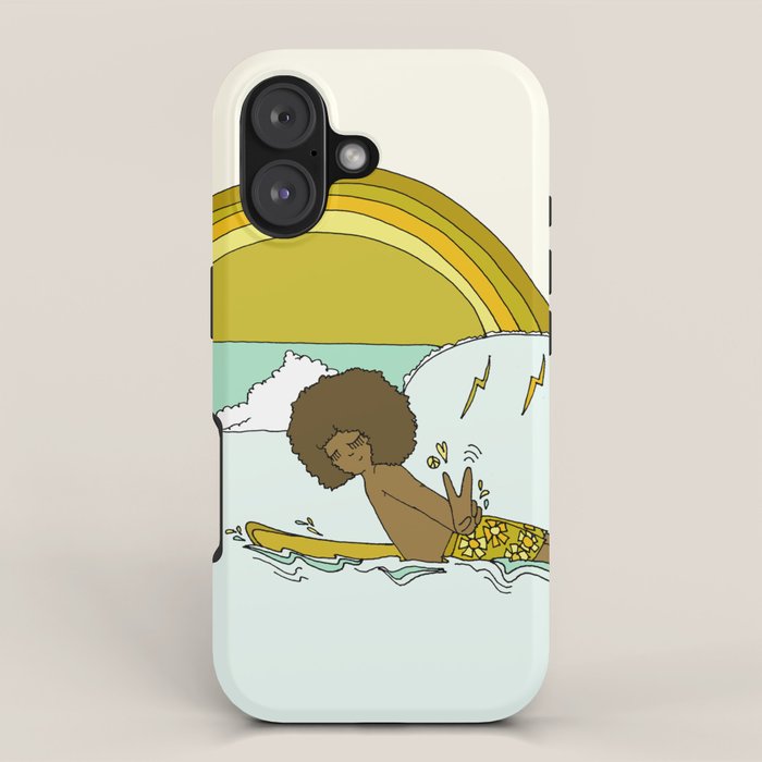 "buttons" kaluhiokalani 70s surf legend // retro surf art by surfy birdy iPhone Case Gallery Image 1
