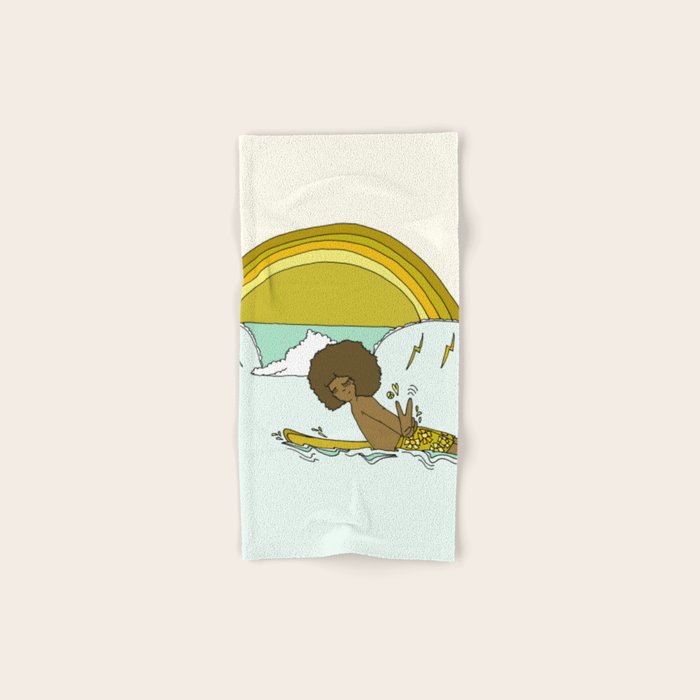 "buttons" kaluhiokalani 70s surf legend // retro surf art by surfy birdy Bath Towel Gallery Image 1