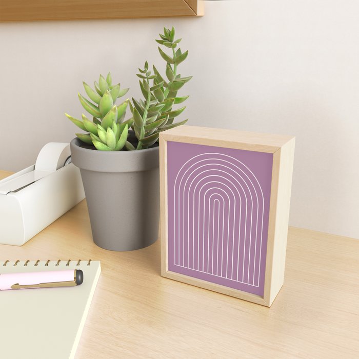 Minimal Arch XXXI Lilac Purple Modern Geometric Lines Mini Art Print Gallery Image 2