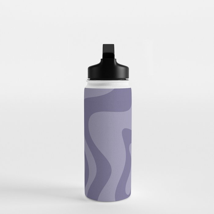 Retro Liquid Swirl Abstract Pattern in Double Purple Water Bottle Gallery Image 3
