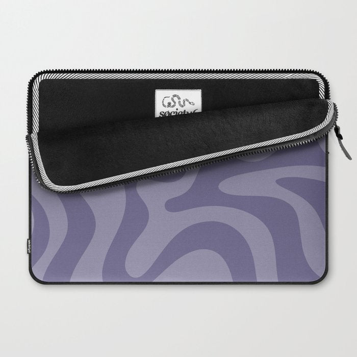 Retro Liquid Swirl Abstract Pattern in Double Purple Laptop Sleeve Gallery Image 2