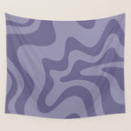 Retro Liquid Swirl Abstract Pattern in Double Purple Wall Tapestry Gallery Image 4