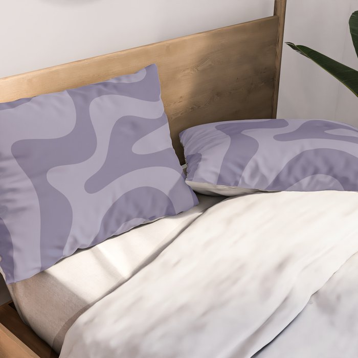 Retro Liquid Swirl Abstract Pattern in Double Purple Pillow Sham Gallery Image 2