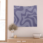 Retro Liquid Swirl Abstract Pattern in Double Purple Wall Tapestry Gallery Image 2