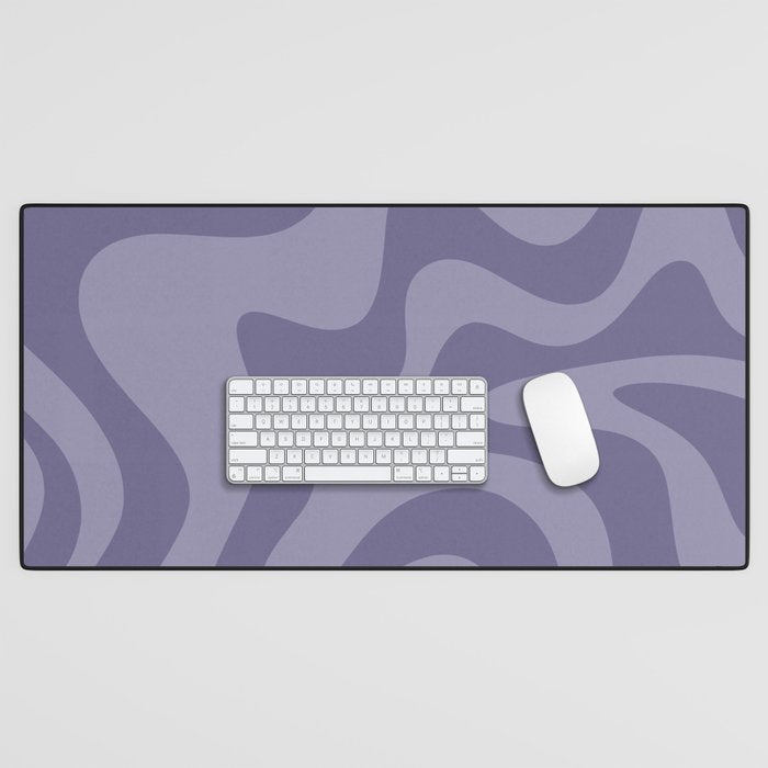 Retro Liquid Swirl Abstract Pattern in Double Purple Desk Mat Gallery Image 1