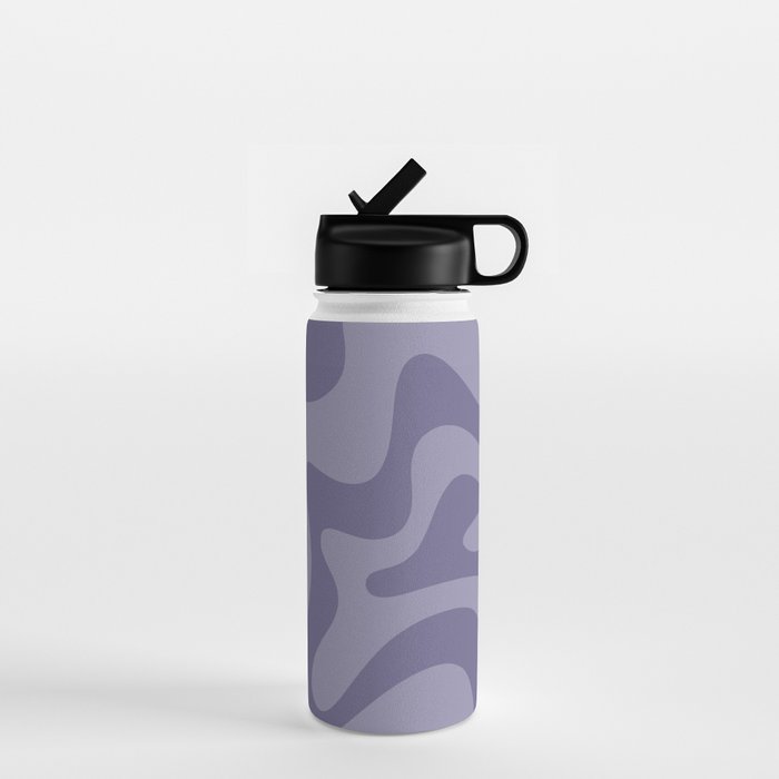 Retro Liquid Swirl Abstract Pattern in Double Purple Water Bottle Gallery Image 1