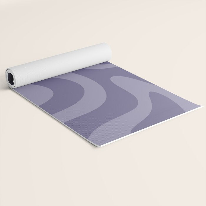 Retro Liquid Swirl Abstract Pattern in Double Purple Yoga Mat Gallery Image 2