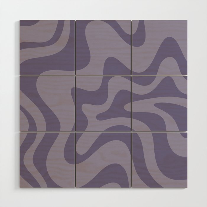 Retro Liquid Swirl Abstract Pattern in Double Purple Wood Wall Art Gallery Image 1