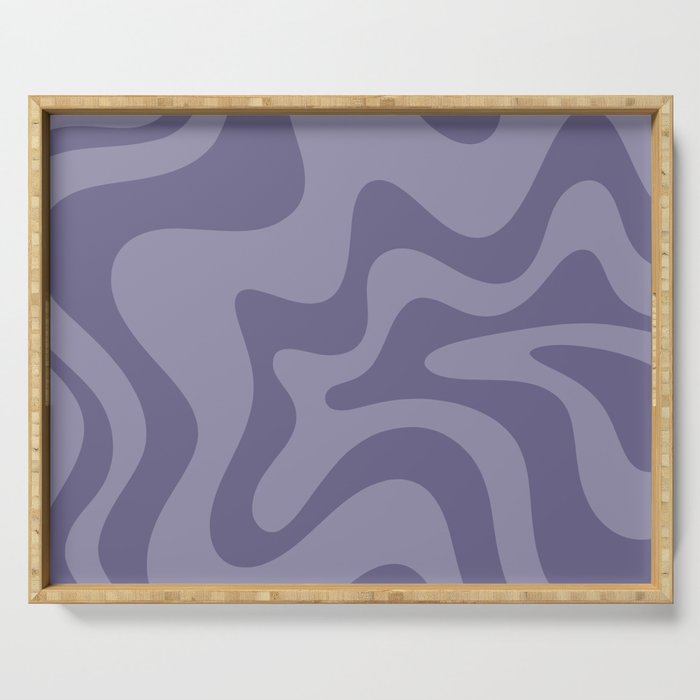 Retro Liquid Swirl Abstract Pattern in Double Purple Serving Tray Gallery Image 1