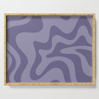 Retro Liquid Swirl Abstract Pattern in Double Purple Serving Tray Gallery Image 1