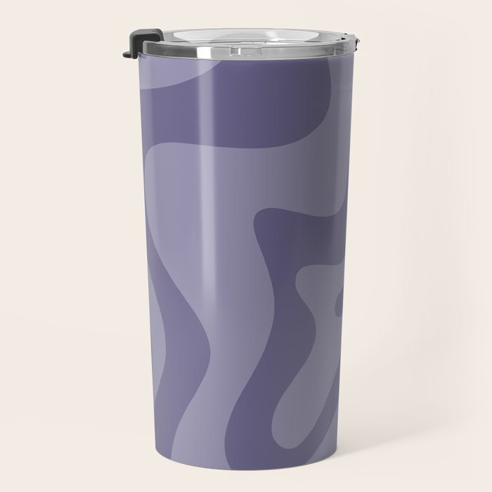 Retro Liquid Swirl Abstract Pattern in Double Purple Travel Mug Gallery Image 3