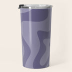 Retro Liquid Swirl Abstract Pattern in Double Purple Travel Mug Gallery Image 3