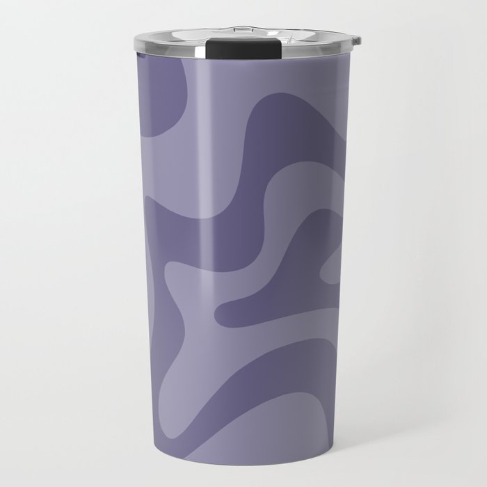 Retro Liquid Swirl Abstract Pattern in Double Purple Travel Mug Gallery Image 1