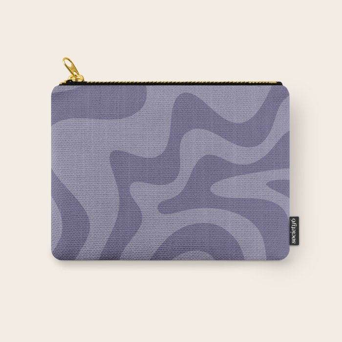 Retro Liquid Swirl Abstract Pattern in Double Purple Carry All Pouch Gallery Image 1