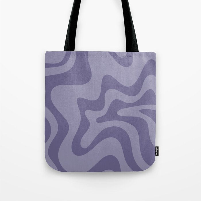 Retro Liquid Swirl Abstract Pattern in Double Purple Tote Bag Gallery Image 1