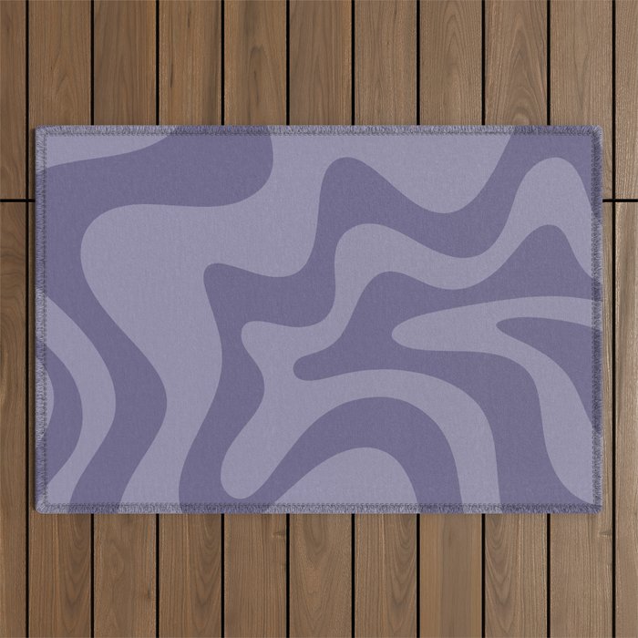 Retro Liquid Swirl Abstract Pattern in Double Purple Outdoor Rug Gallery Image 1