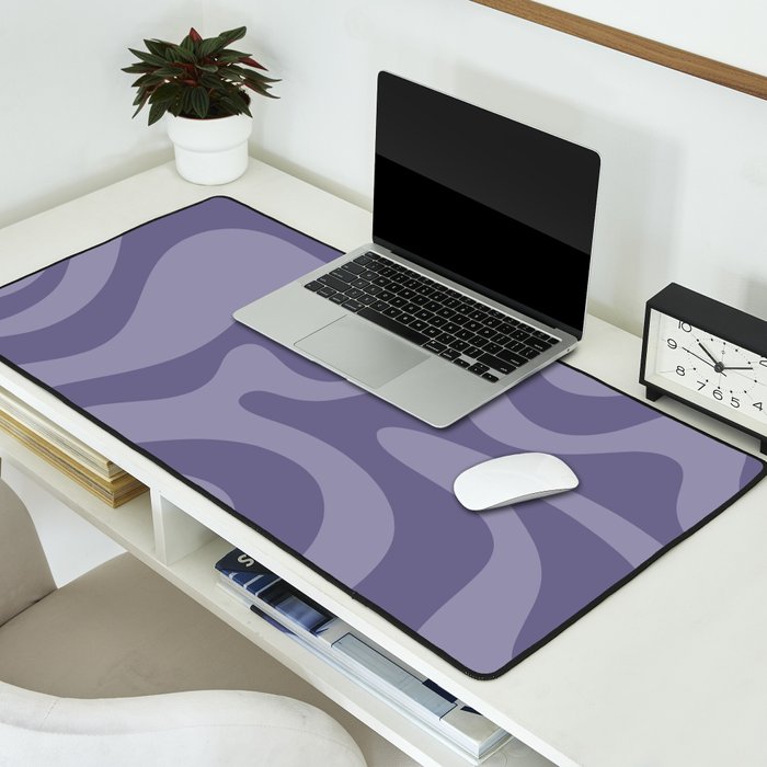 Retro Liquid Swirl Abstract Pattern in Double Purple Desk Mat Gallery Image 2