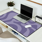 Retro Liquid Swirl Abstract Pattern in Double Purple Desk Mat Gallery Image 2
