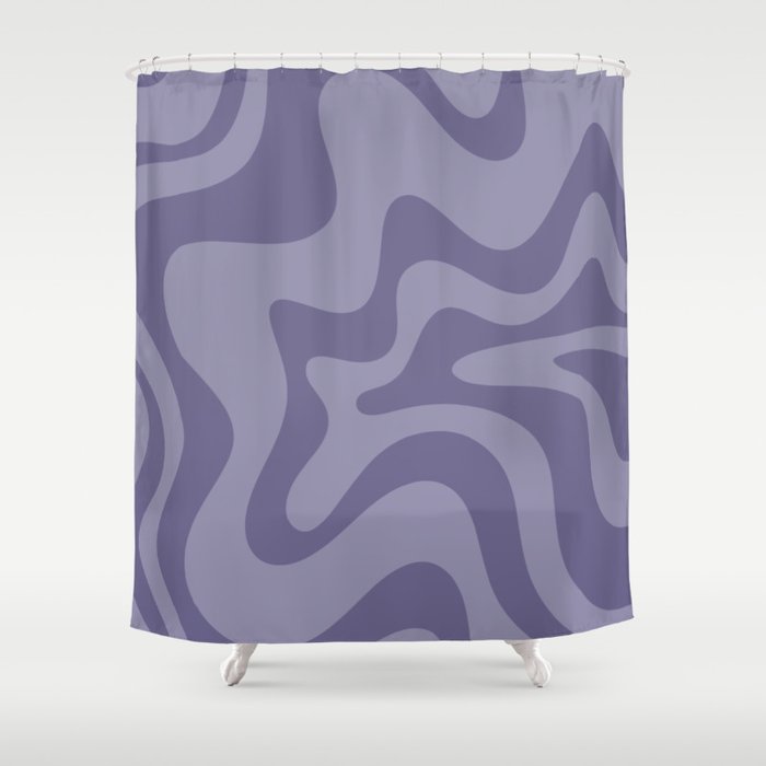Retro Liquid Swirl Abstract Pattern in Double Purple Shower Curtain Gallery Image 1