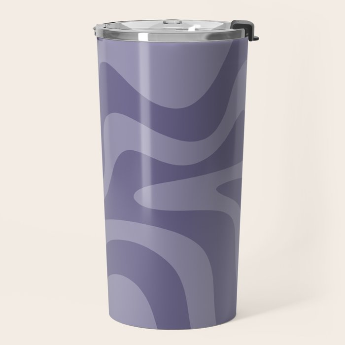 Retro Liquid Swirl Abstract Pattern in Double Purple Travel Mug Gallery Image 2