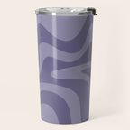Retro Liquid Swirl Abstract Pattern in Double Purple Travel Mug Gallery Image 2