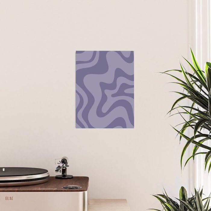 Retro Liquid Swirl Abstract Pattern in Double Purple Poster Gallery Image 2