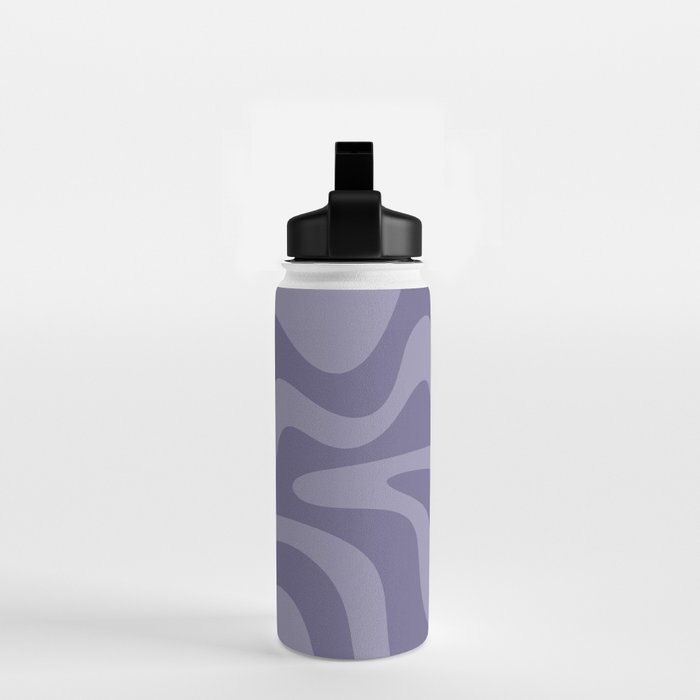 Retro Liquid Swirl Abstract Pattern in Double Purple Water Bottle Gallery Image 2