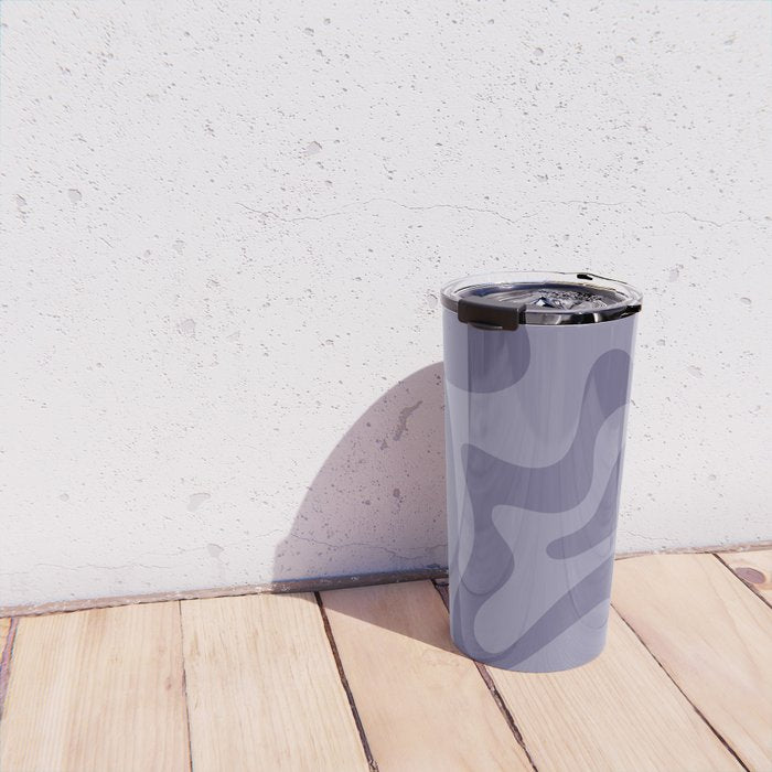 Retro Liquid Swirl Abstract Pattern in Double Purple Travel Mug Gallery Image 4