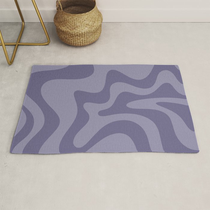 Retro Liquid Swirl Abstract Pattern in Double Purple Rug Gallery Image 1