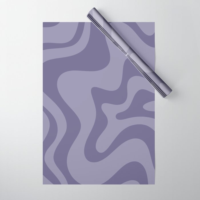 Retro Liquid Swirl Abstract Pattern in Double Purple Wrapping Paper Gallery Image 1