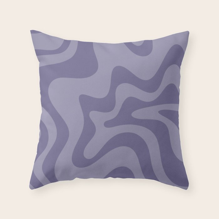 Retro Liquid Swirl Abstract Pattern in Double Purple Throw Pillow Gallery Image 6