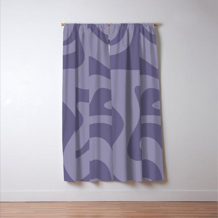 Retro Liquid Swirl Abstract Pattern in Double Purple Window Curtain Gallery Image 3