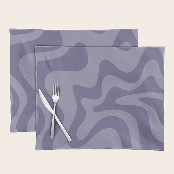 Retro Liquid Swirl Abstract Pattern in Double Purple Placemat Gallery Image 1