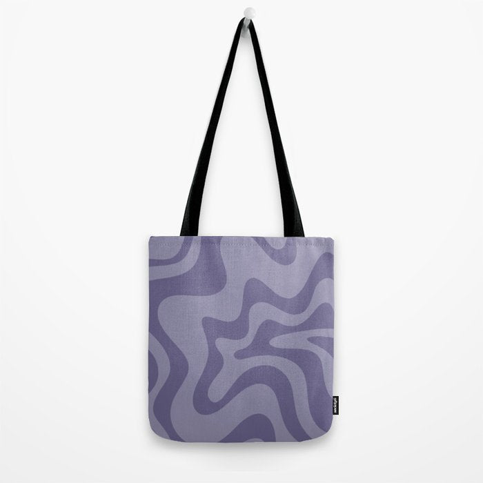 Retro Liquid Swirl Abstract Pattern in Double Purple Tote Bag Gallery Image 2