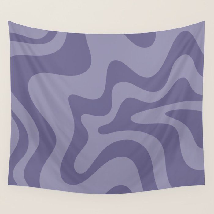 Retro Liquid Swirl Abstract Pattern in Double Purple Wall Tapestry Gallery Image 1