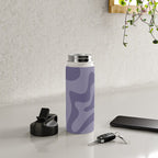 Retro Liquid Swirl Abstract Pattern in Double Purple Water Bottle Gallery Image 4