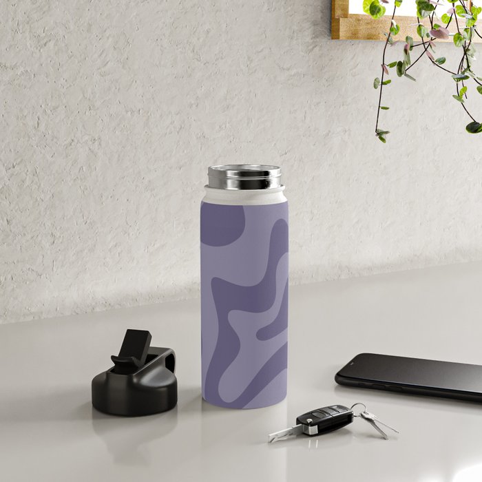 Retro Liquid Swirl Abstract Pattern in Double Purple Water Bottle Gallery Image 4
