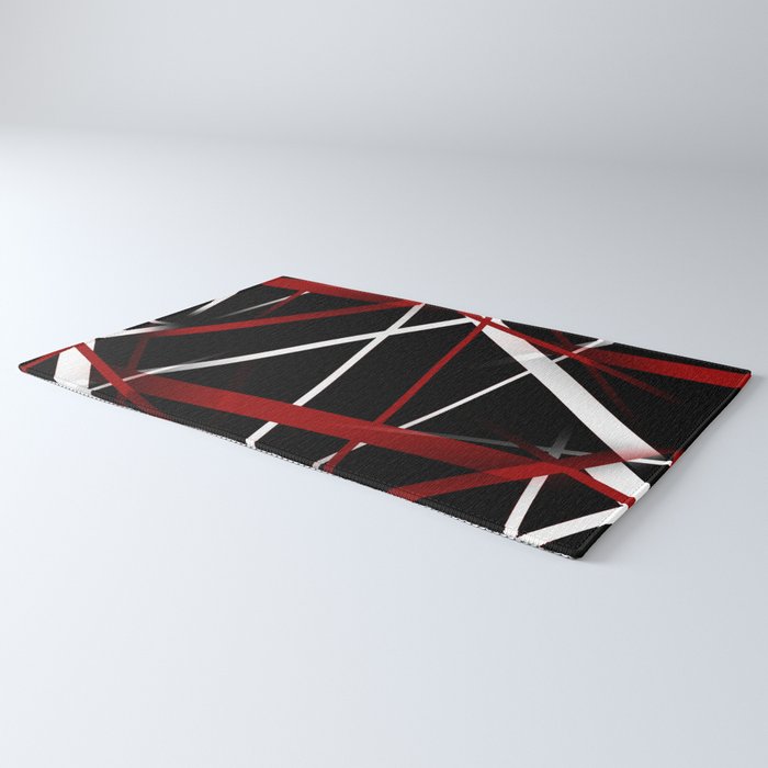 Seamless Red and White Stripes on A Black Background Rug Gallery Image 3