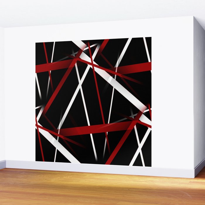 Seamless Red and White Stripes on A Black Background Wall Mural Gallery Image 2