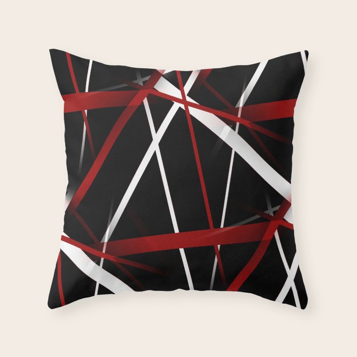 Seamless Red and White Stripes on A Black Background Throw Pillow Gallery Image 6