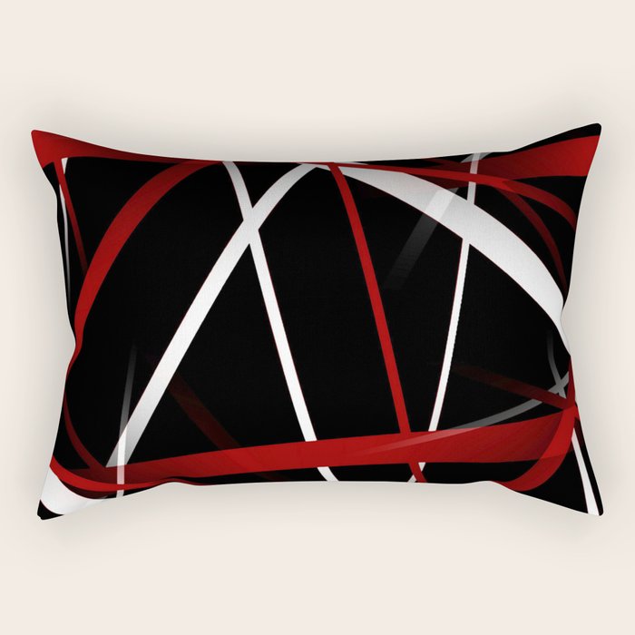 Seamless Red and White Stripes on A Black Background Rectangular Pillow Gallery Image 2