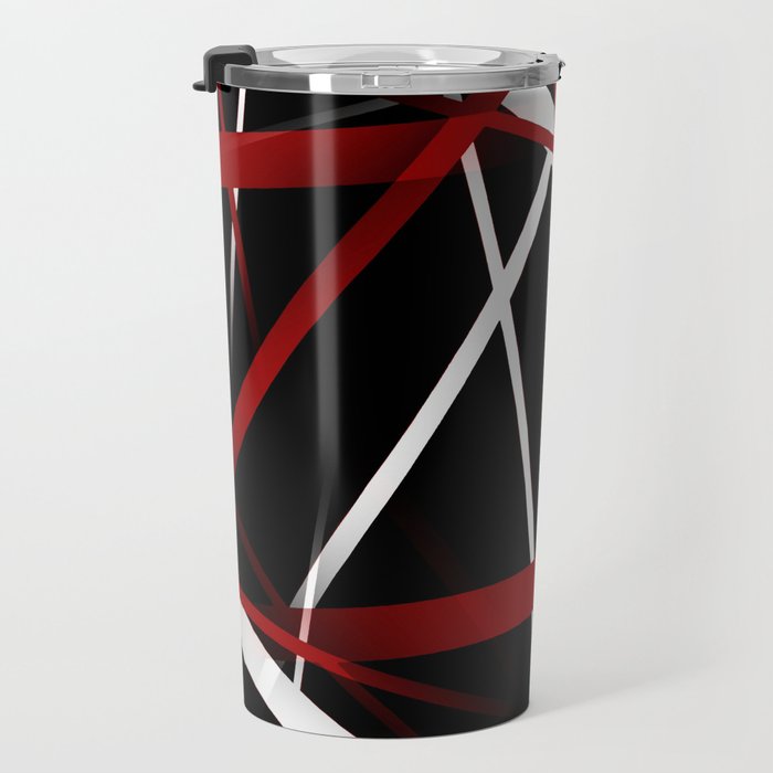 Seamless Red and White Stripes on A Black Background Travel Mug Gallery Image 3