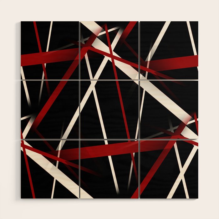 Seamless Red and White Stripes on A Black Background Wood Wall Art Gallery Image 1