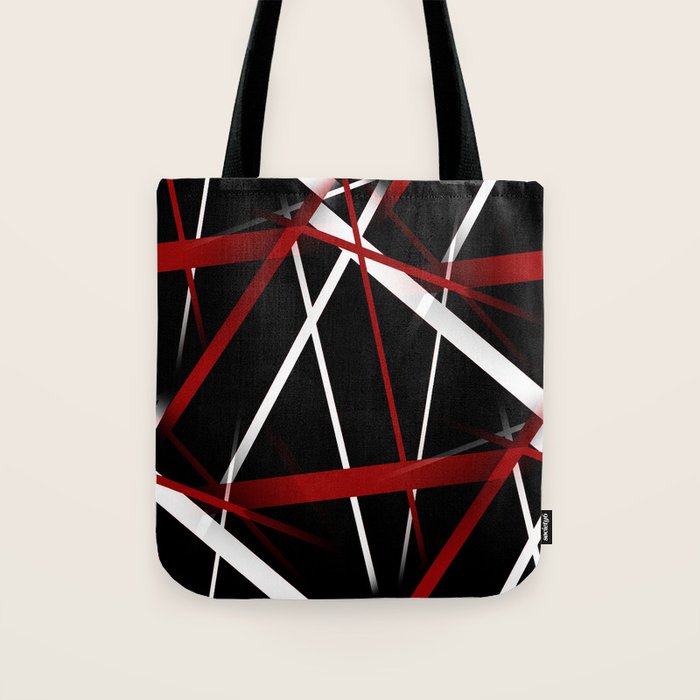 Seamless Red and White Stripes on A Black Background Tote Bag Gallery Image 1