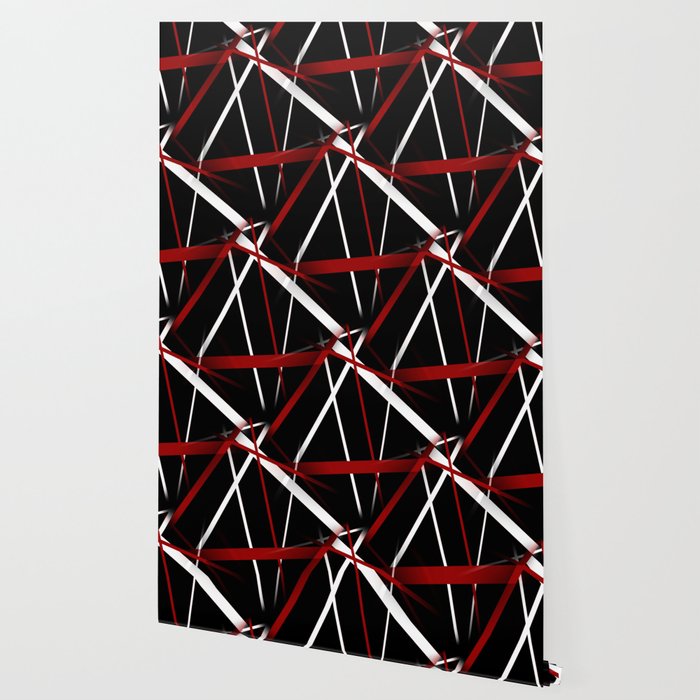 Seamless Red and White Stripes on A Black Background Wallpaper Gallery Image 2