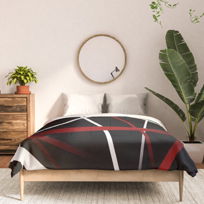 Seamless Red and White Stripes on A Black Background Comforter Gallery Image 3