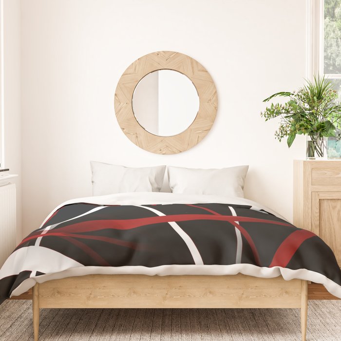 Seamless Red and White Stripes on A Black Background Duvet Cover Gallery Image 3